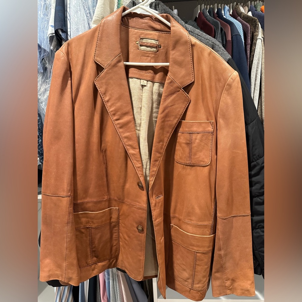 Wilsons leather brown large leather sport coat